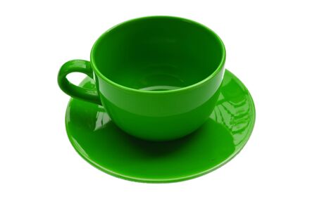 Coloured Tea Cups , isolated on whiteの写真素材