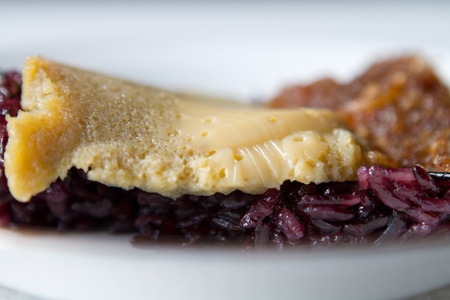 Sank Ka Ya on sticky rice. Thai style sweet desserts.の写真素材