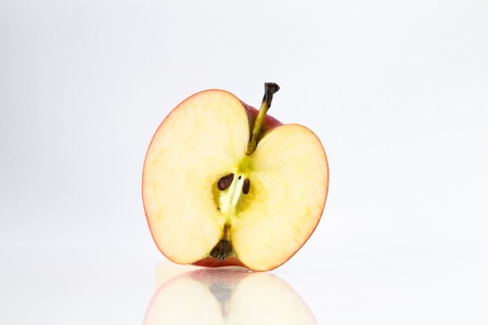 Fresh red apple on white backgroundの写真素材