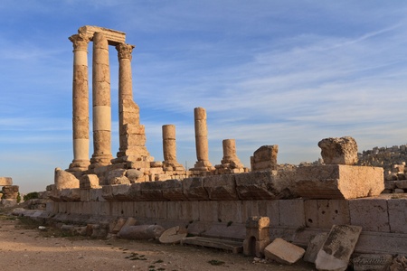 Temple of Hercules in Amman Citadel, Al-Qasr site, Jordan の写真素材