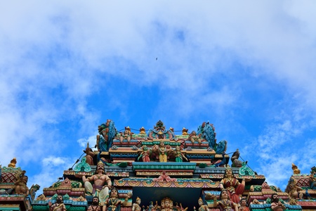 Close up of SRI ARULOLI THIRUMURUGAN Temple with blue sky , Penang Hill Malaysiaのeditorial素材