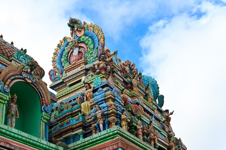 Close up of SRI ARULOLI THIRUMURUGAN Temple with blue sky , Penang Hill Malaysiaのeditorial素材