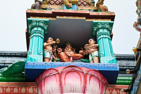 Close up of SRI ARULOLI THIRUMURUGAN Temple with blue sky , Penang Hill Malaysiaのeditorial素材
