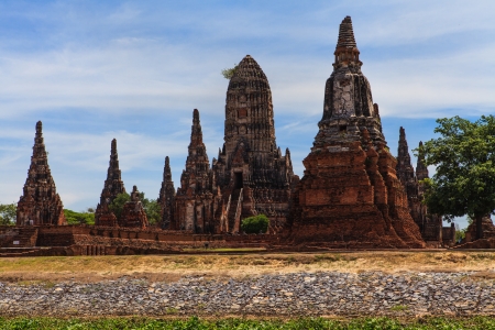 Chaiwatthanaram temple at Ayutthaya in Thailand and most famous for tourist take photo from the river.の写真素材