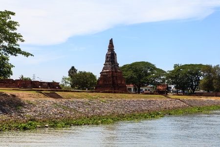 Thai temple at Ayutthaya in Thailand and most famous for tourist take photo from the river.の写真素材