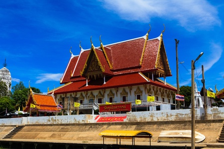 Thai temple at Ayutthaya in Thailand and most famous for tourist take photo from the river.の写真素材