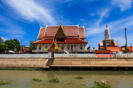 Thai temple at Ayutthaya in Thailand and most famous for tourist take photo from the river.の写真素材