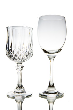 Two Empty wine glass. isolated on a white backgroundの写真素材