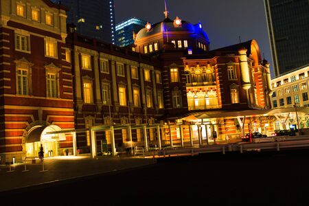 Tokyo Station at night.のeditorial素材