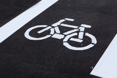 Bicycle road sing with Directed lines.の写真素材