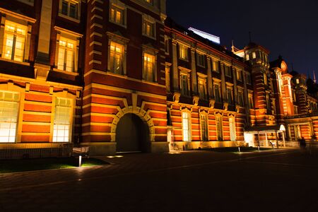 Tokyo Station at night.のeditorial素材