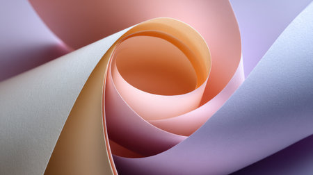 This image showcases soft curves of pastel papers, blending colors with smooth transitions and creating an abstract composition perfect for backgrounds and design projects.の素材