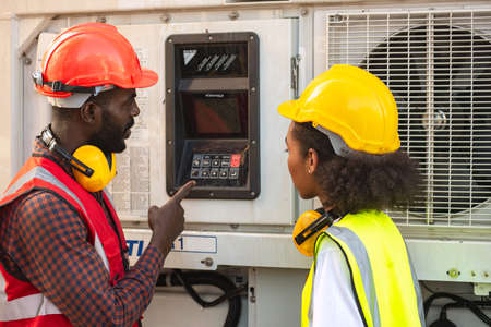 Engineer control reefer with air conditioner at Container box.の写真素材
