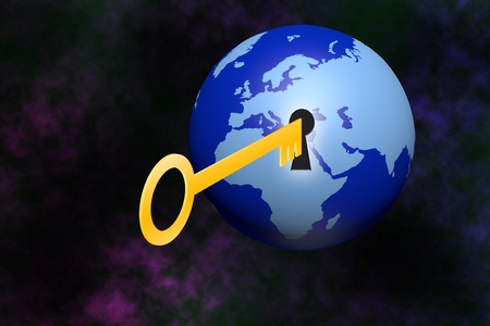 Illustration of Key opening the worldの写真素材