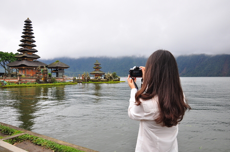 Pura Ulun Danu Beratan, a Hindu temple in Bali, Indonesiaの写真素材