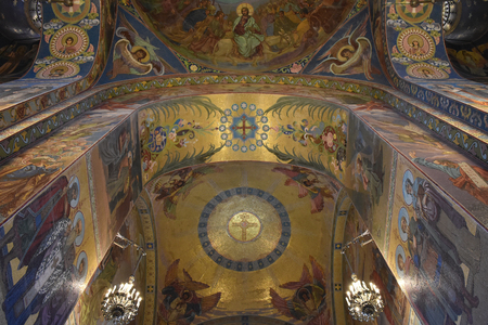 SAINT PETERSBURG, RUSSIA - JULY 11, 2017 : Interior of the Church of the Savior on the Spilled Blood (Church of the Resurrection of Jesus Christ)のeditorial素材