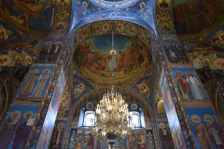 SAINT PETERSBURG, RUSSIA - JULY 11, 2017 : Interior of the Church of the Savior on the Spilled Blood (Church of the Resurrection of Jesus Christ)のeditorial素材