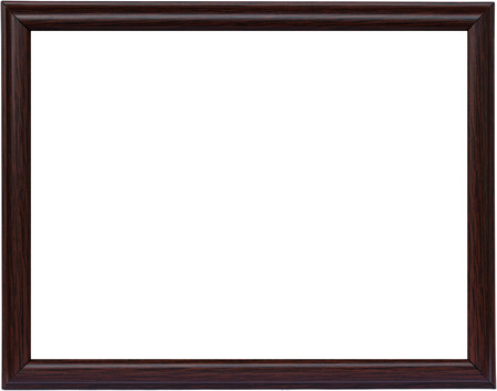 brown wooden frame picture isolated on whiteの写真素材