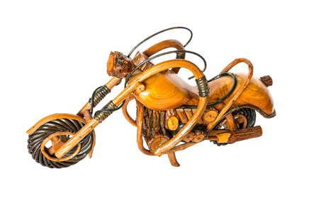 Small wooden chopper motorbike on isolated backgroundの写真素材