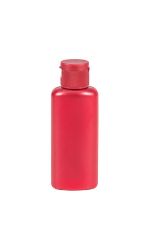 red bottle for lotion gel isolated on white backgroundの写真素材