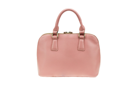 Pink handbag isolated on white backgroundの写真素材