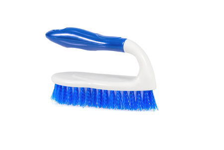 blue clothes brush, isolated on white backgroundの写真素材