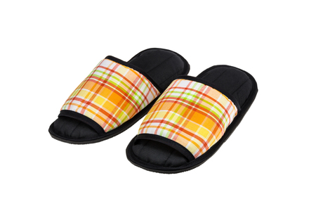 Colorful slippers isolate on white backgroundの写真素材