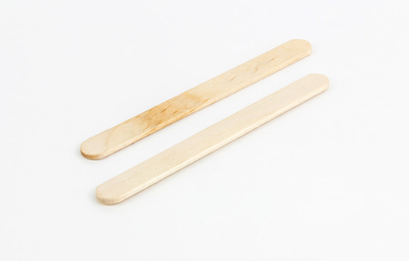 Ice lolly sticks, Ice cream sticks,on white backgroundの写真素材
