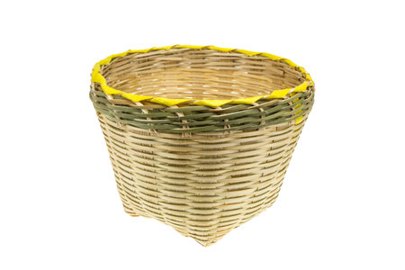 bamboo basket  isolated on white backgroundの写真素材