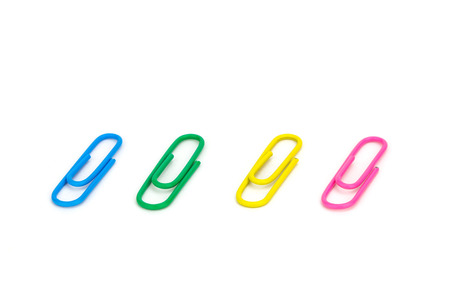 Set of colorful  clips  on white backgroundの写真素材