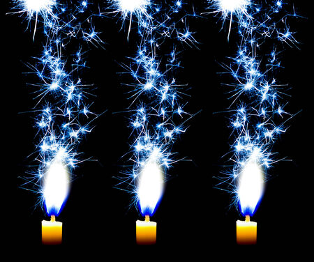 Flakes blue candle on the black backgroundの写真素材