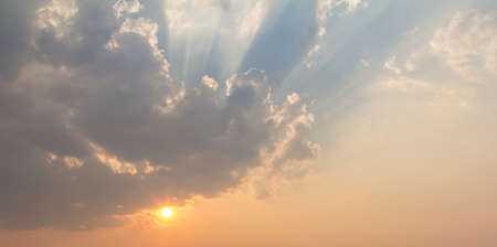 sunset sky with clouds for backgroundの写真素材