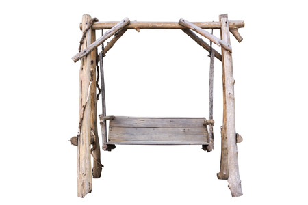 Wood Chair Isolate on White Backgroundの写真素材