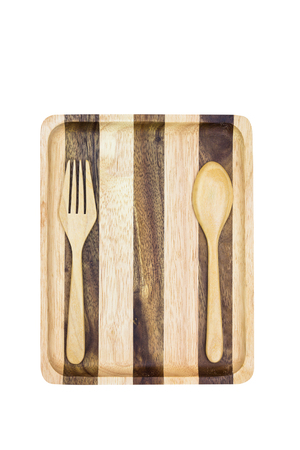 Wooden Spoon,wooden bowl isolate on white  backgroundの写真素材