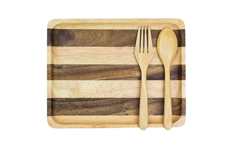 Wooden Spoon,wooden bowl isolate on white  backgroundの写真素材