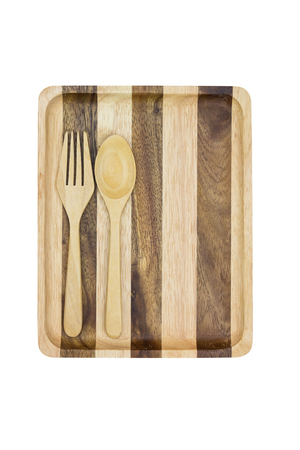 Wooden Spoon,wooden bowl isolate on white  backgroundの写真素材