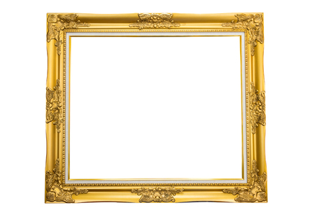 The antique gold frame Isolate on  white backgroundの写真素材