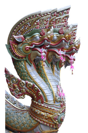 Thai naga sculpture in a Thai temple in Phayao Province の写真素材