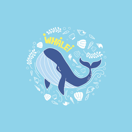 whale blue colorのイラスト素材