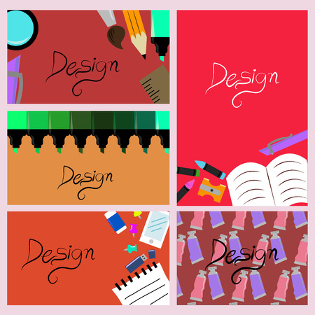 template stationary set colorfulのイラスト素材