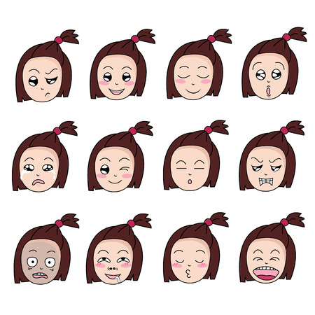 emotion face girlのイラスト素材