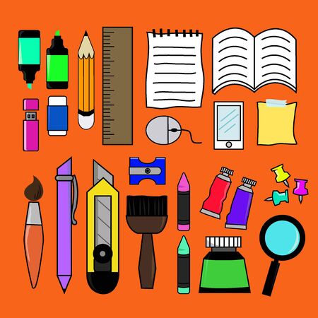 stationary set colorfulのイラスト素材