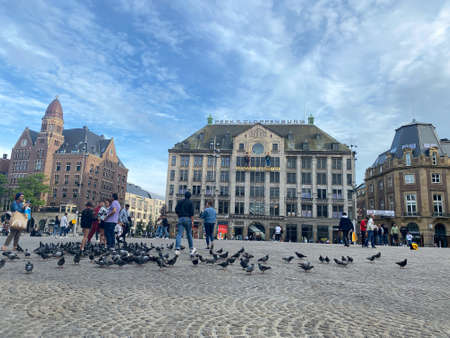Amsterdam, Netherlands July-8, 2020 front facade of wax museum Madame Tussauds Amsterdam on the Dam Square, Netherlandsのeditorial素材