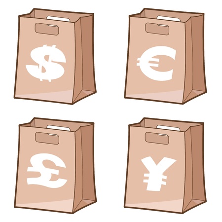 Set of Money Bags. Illustration on white backgroundのイラスト素材