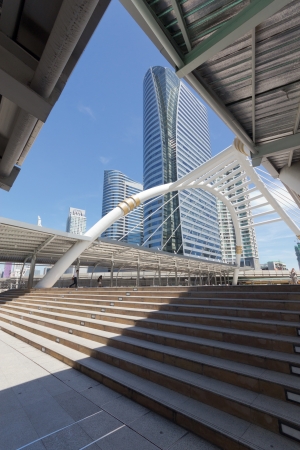 Pubic skywalk with modern buildings of Bangkokのeditorial素材
