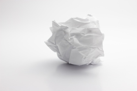 close up of a paper ball on white background with clipping path