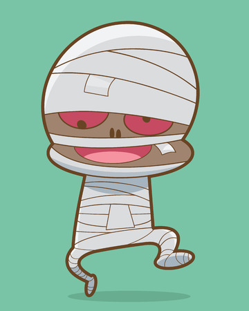 Walking Mummy Halloween Monster Cartoon Vector Illustrationのイラスト素材