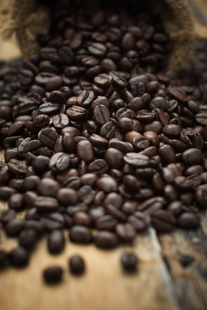 Coffee on grunge wooden backgroundの写真素材