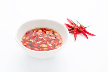 Thai fish Sauce in a cup on white background