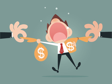 Hand grabbing money bagのイラスト素材